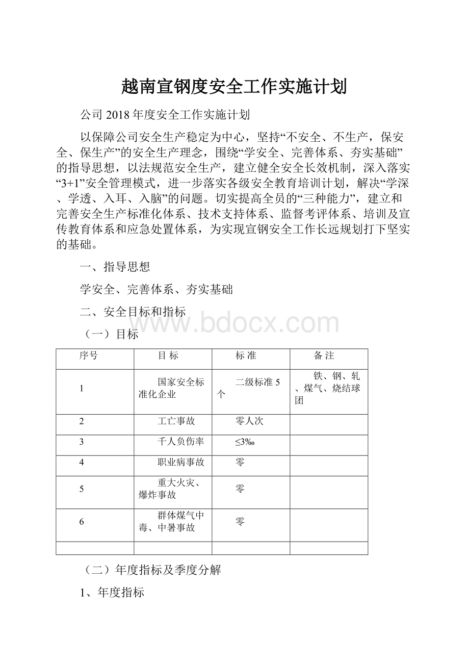 越南宣钢度安全工作实施计划Word格式文档下载.docx