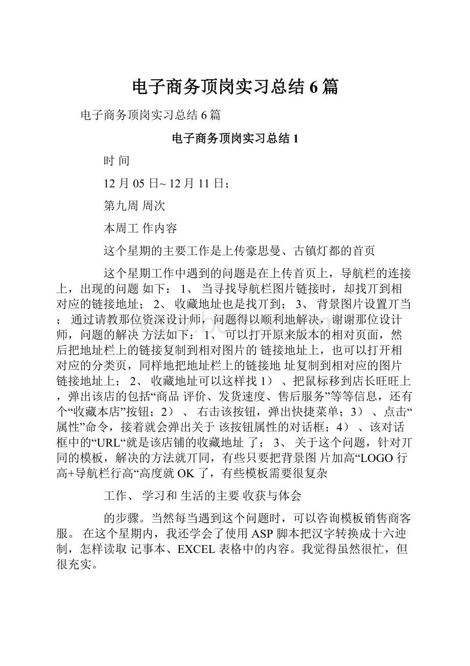 电子商务顶岗实习总结6篇.docx