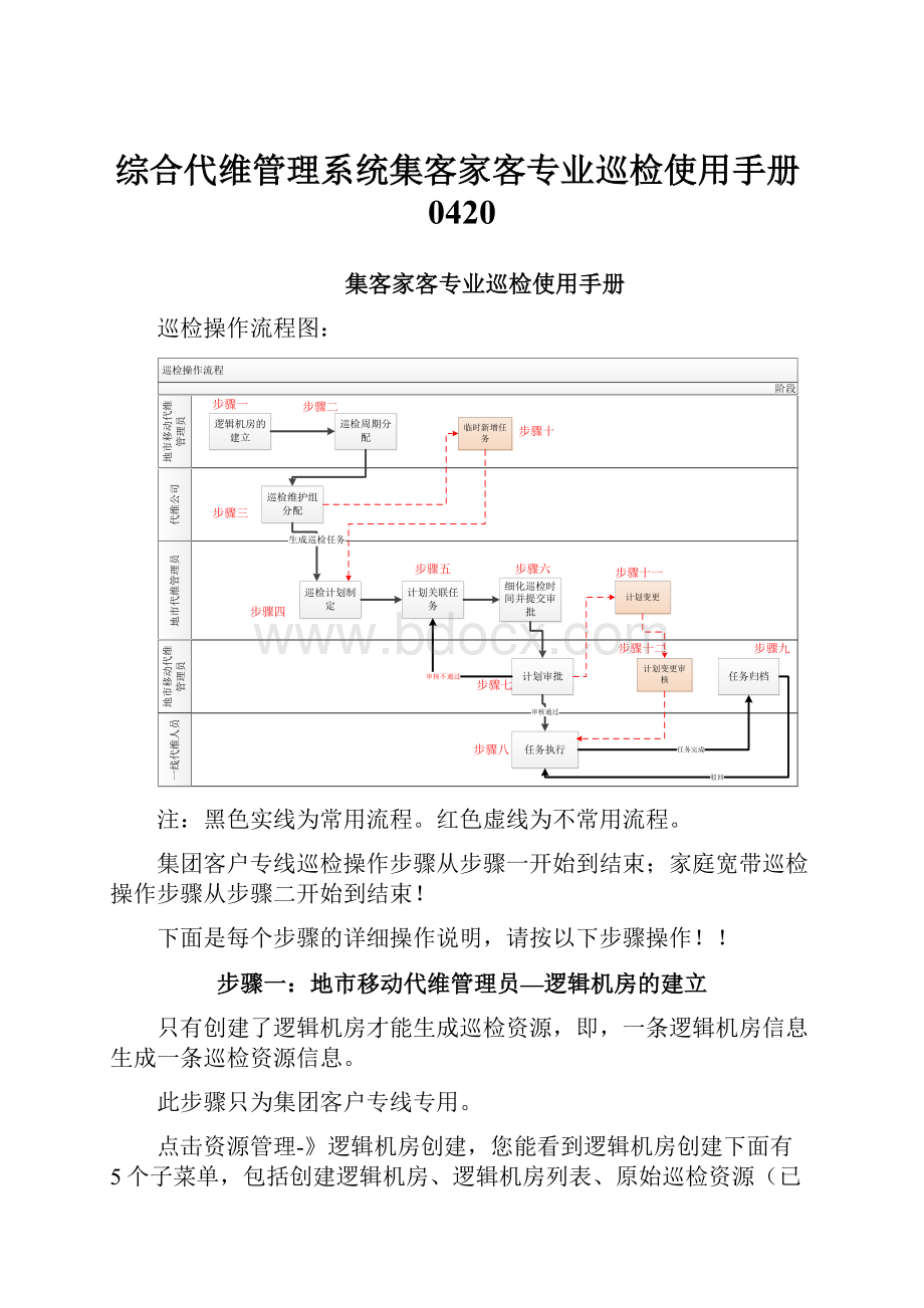 综合代维管理系统集客家客专业巡检使用手册0420Word文档格式.docx