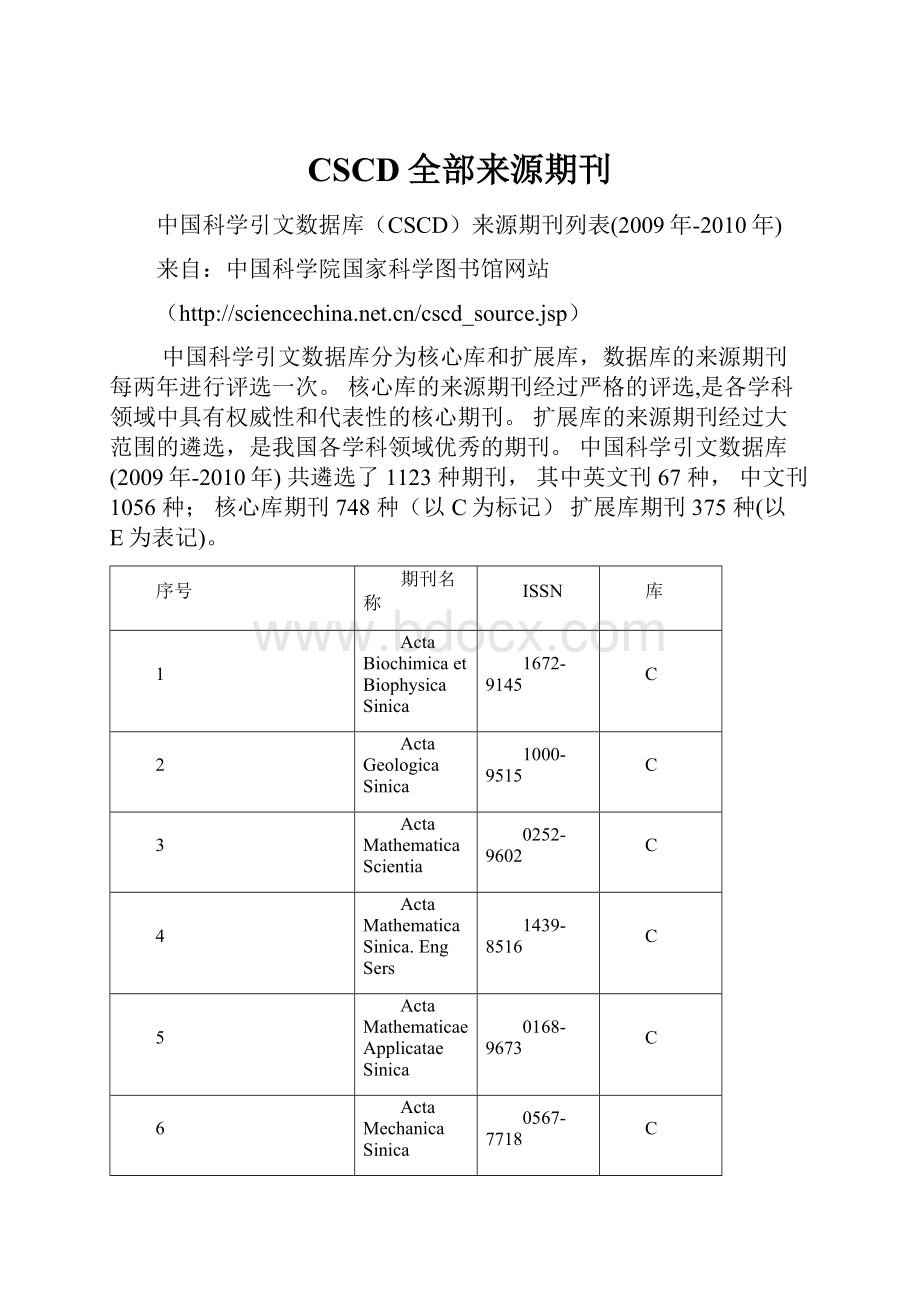 CSCD全部来源期刊Word文件下载.docx