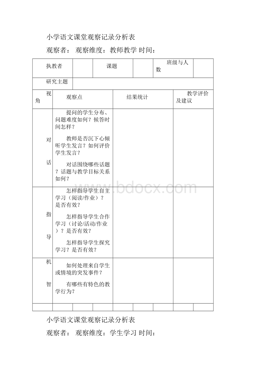 小学数学课堂观察记录分析表.docx_第2页