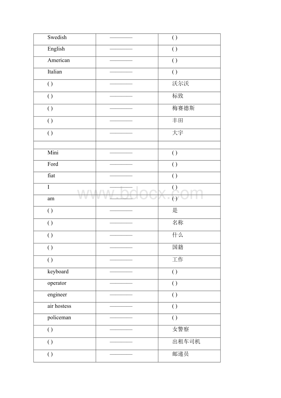 新概念英语第一册单词练习题大全.docx_第3页