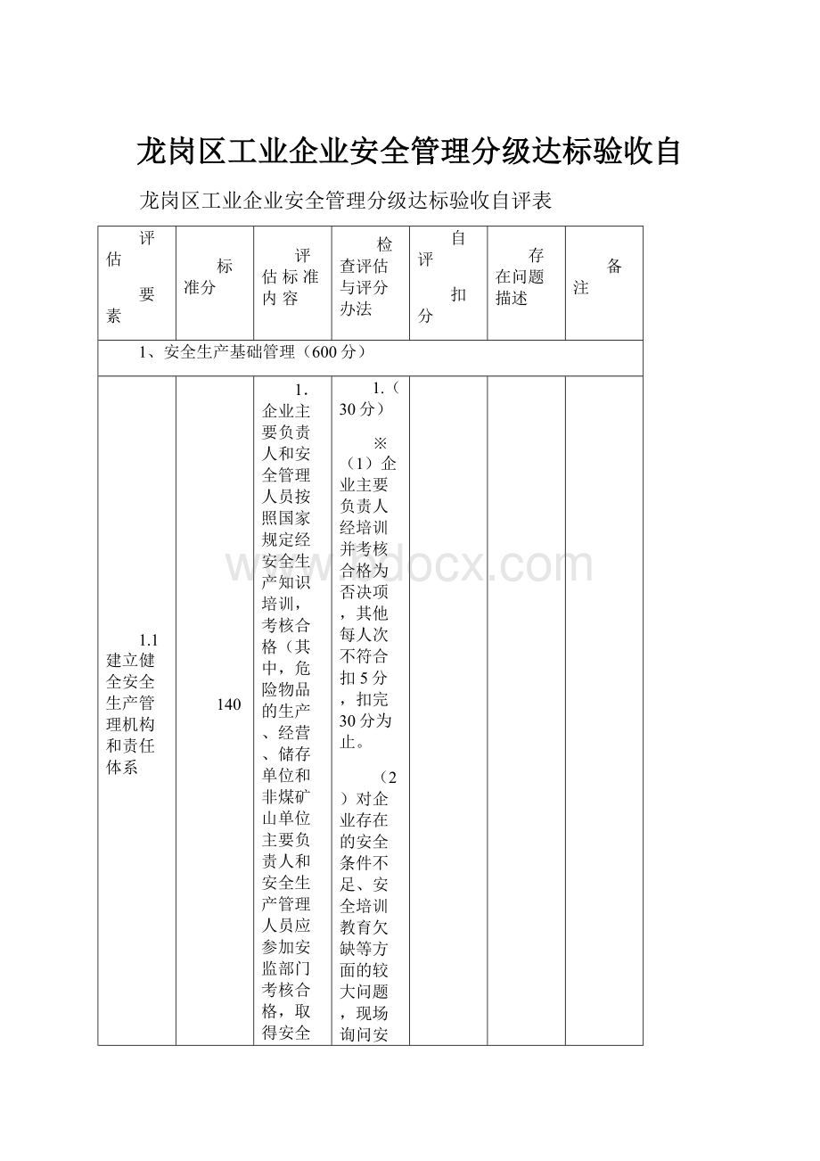 龙岗区工业企业安全管理分级达标验收自.docx_第1页