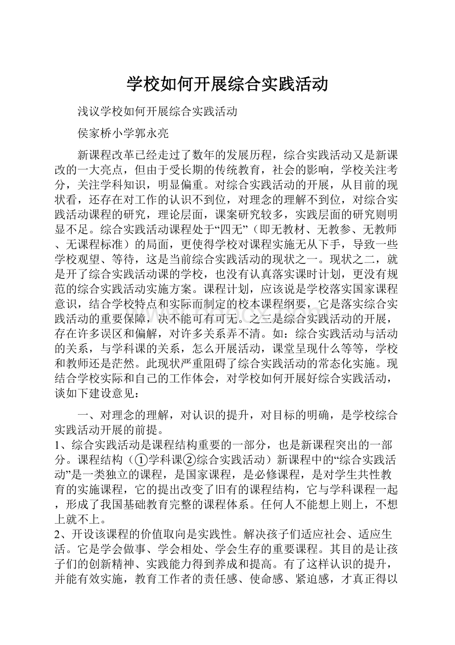 学校如何开展综合实践活动.docx_第1页