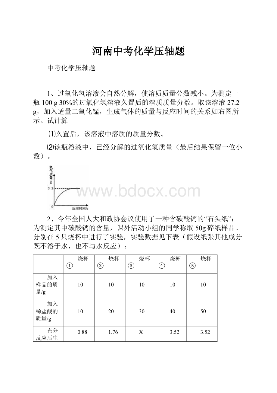 河南中考化学压轴题Word格式.docx