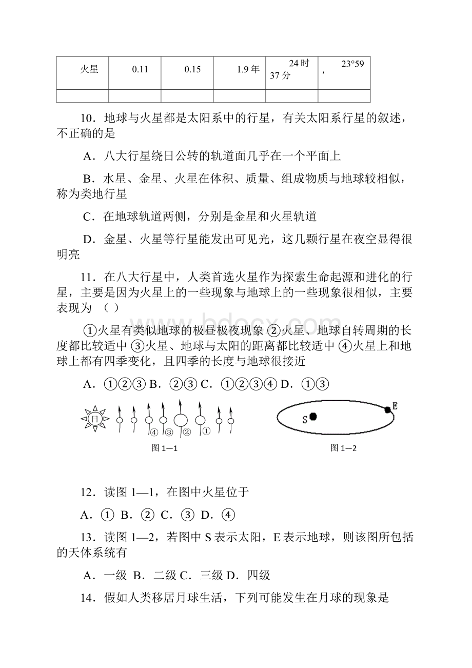 地球在宇宙中及地球的圈层结构答案版.docx_第2页