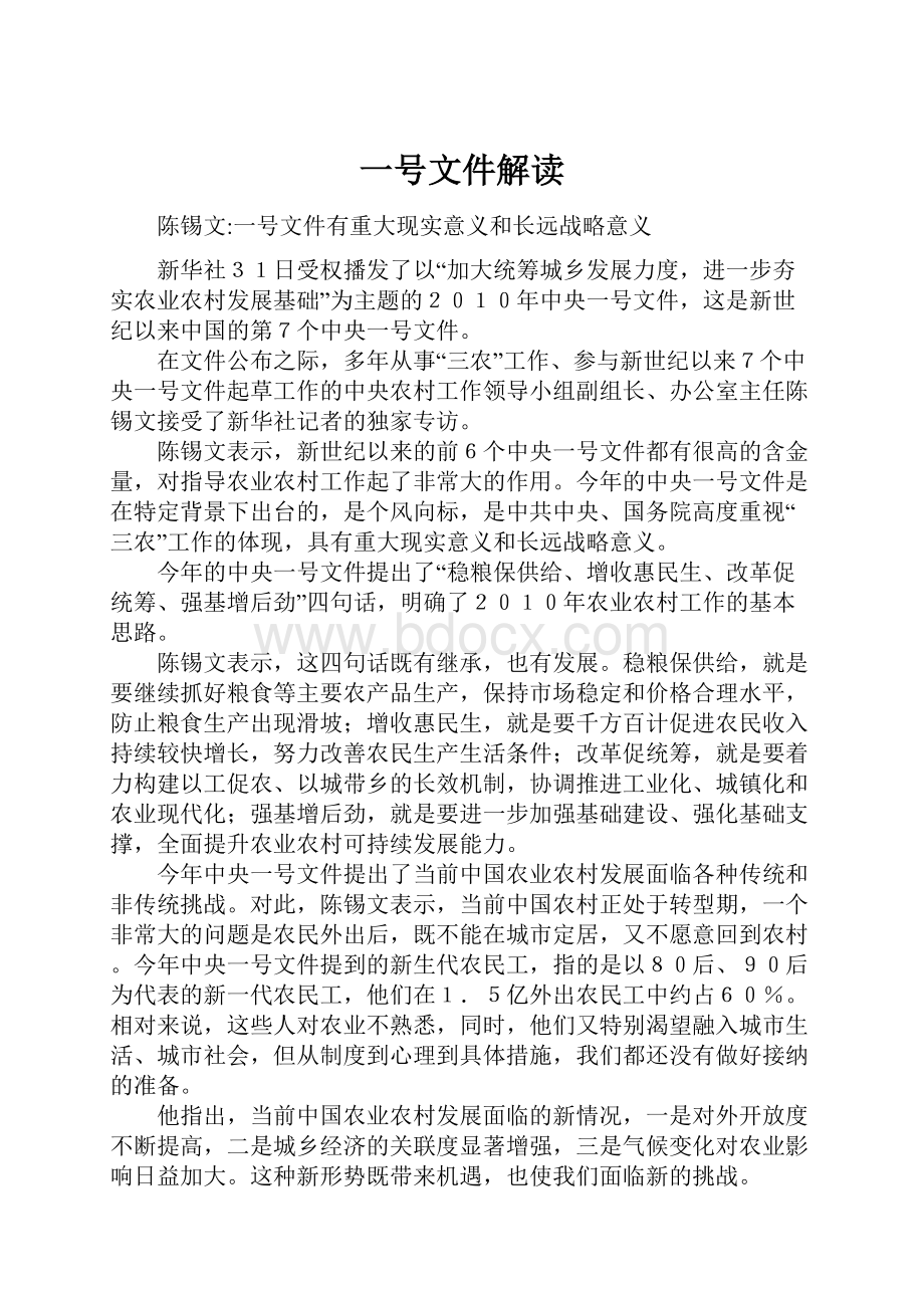 一号文件解读.docx_第1页