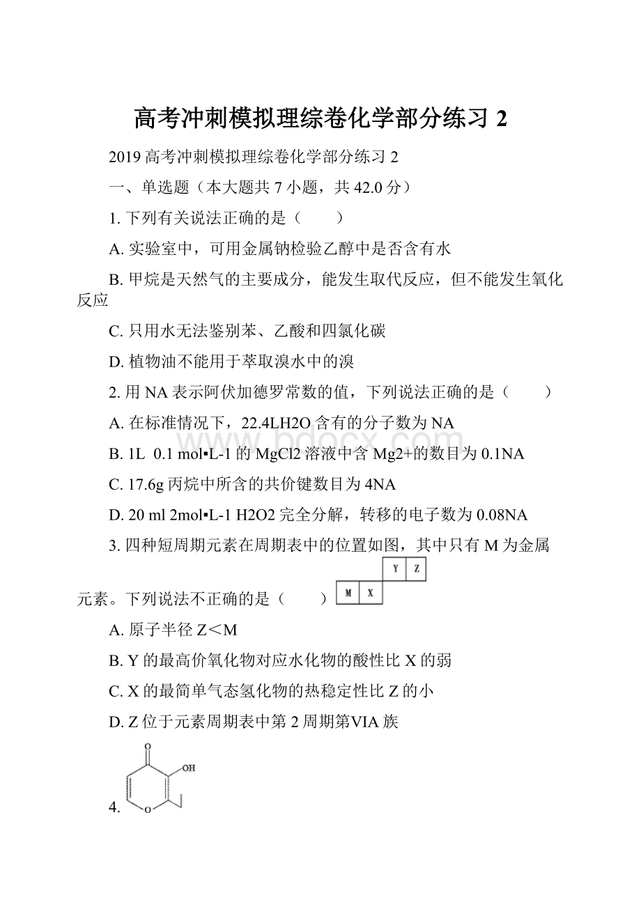 高考冲刺模拟理综卷化学部分练习2.docx