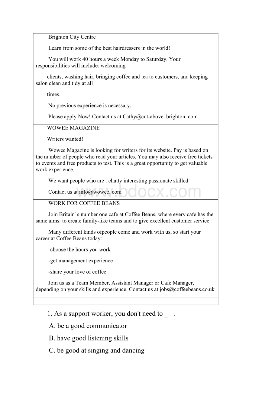 英语贵州省遵义市届高三上学期第二次联考英语试题 含答案.docx_第2页