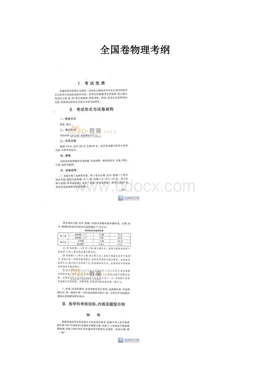 全国卷物理考纲.docx