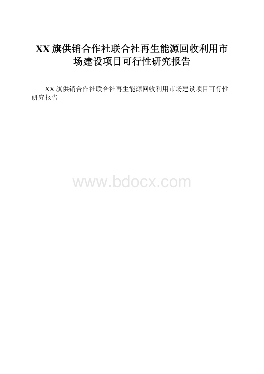 XX旗供销合作社联合社再生能源回收利用市场建设项目可行性研究报告文档格式.docx_第1页