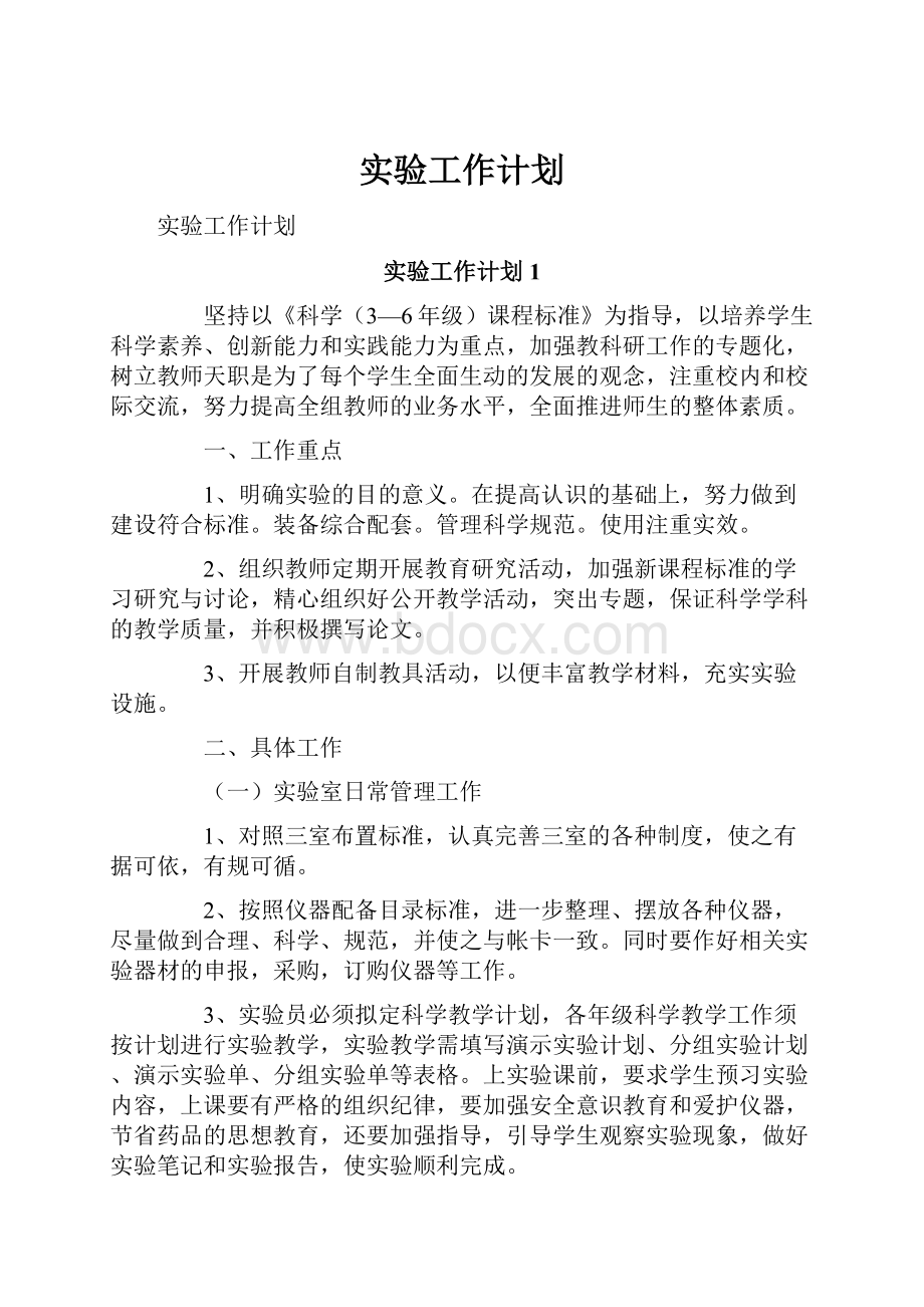 实验工作计划文档格式.docx