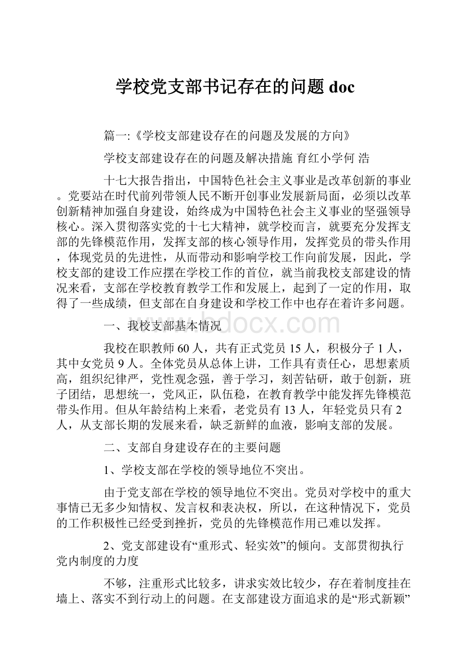 学校党支部书记存在的问题doc.docx_第1页