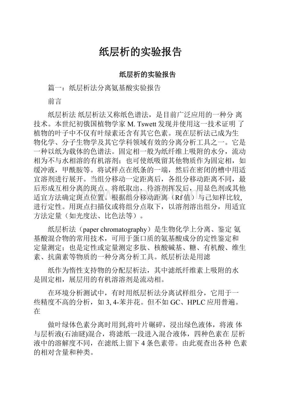 纸层析的实验报告.docx