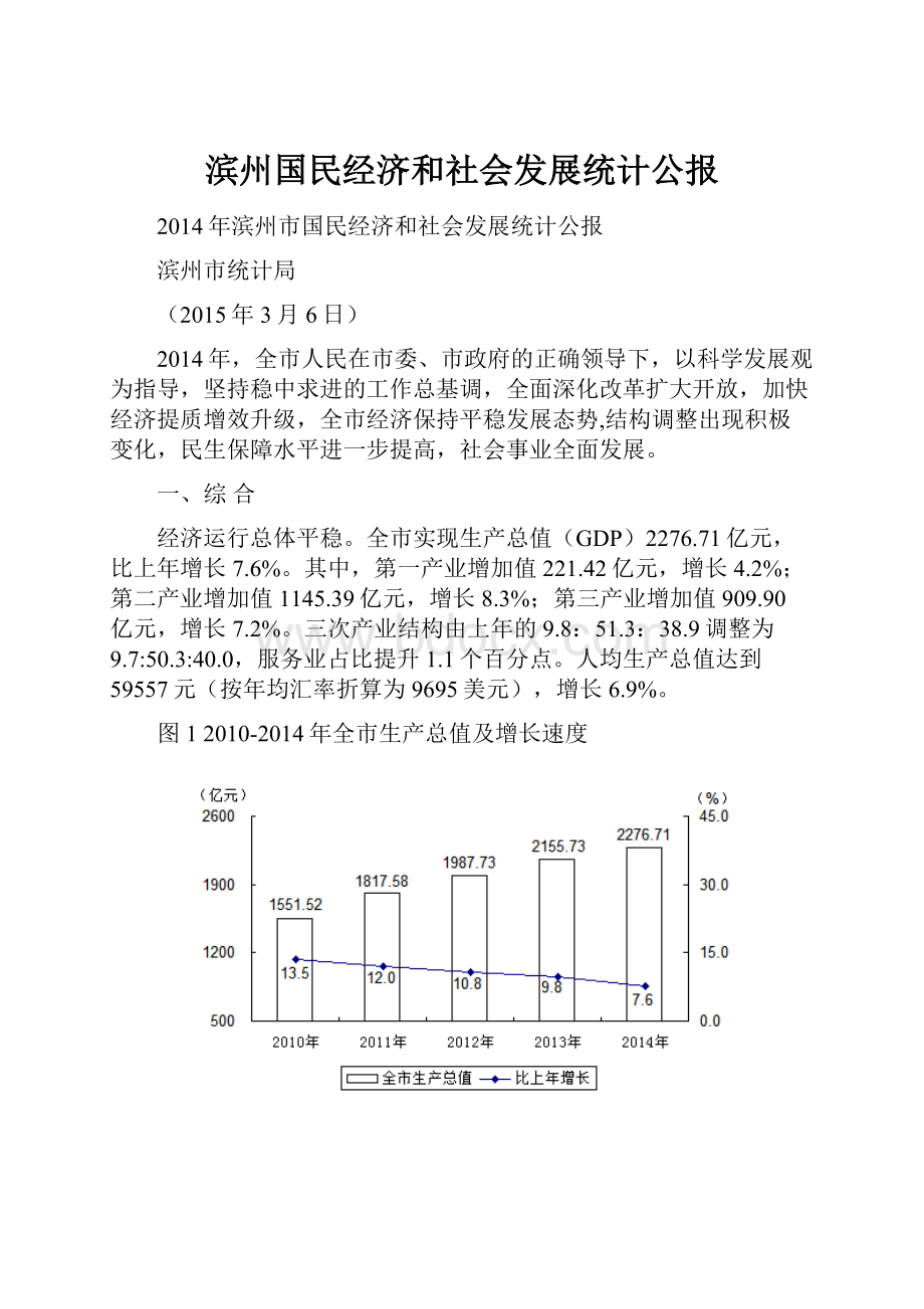 滨州国民经济和社会发展统计公报.docx_第1页