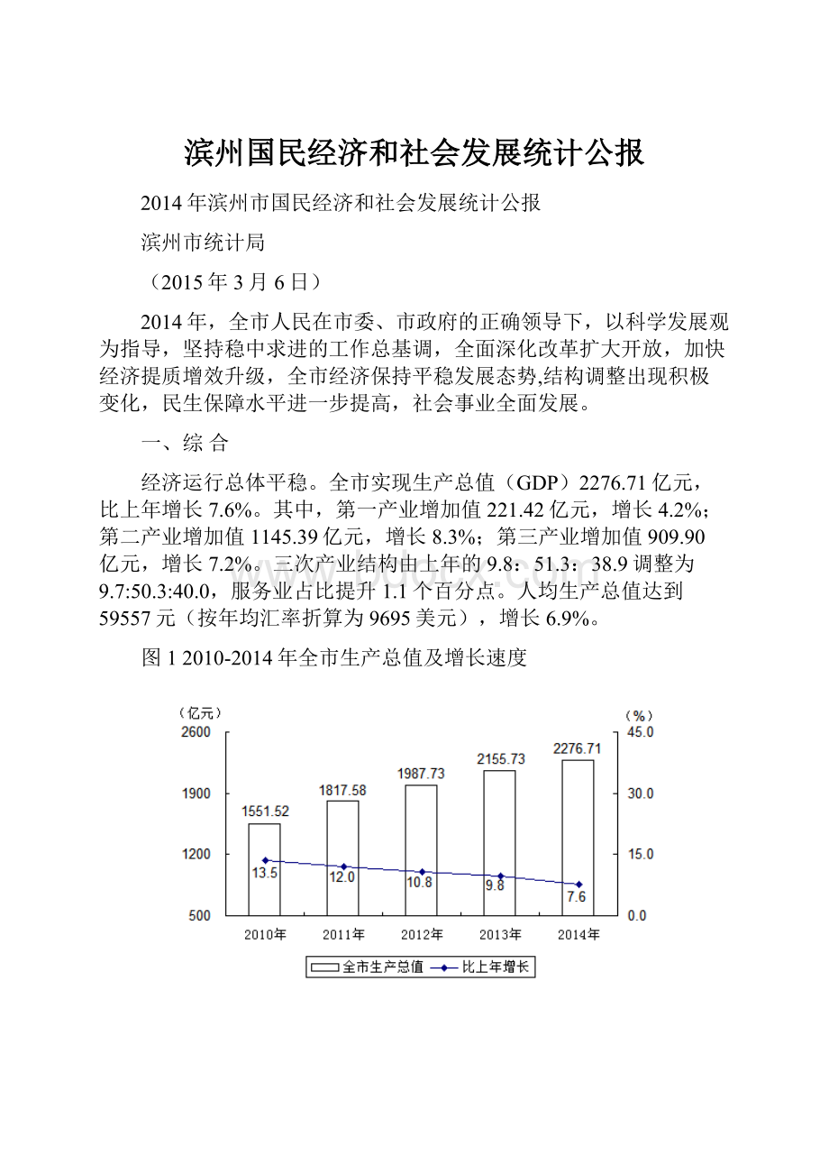 滨州国民经济和社会发展统计公报Word文档下载推荐.docx