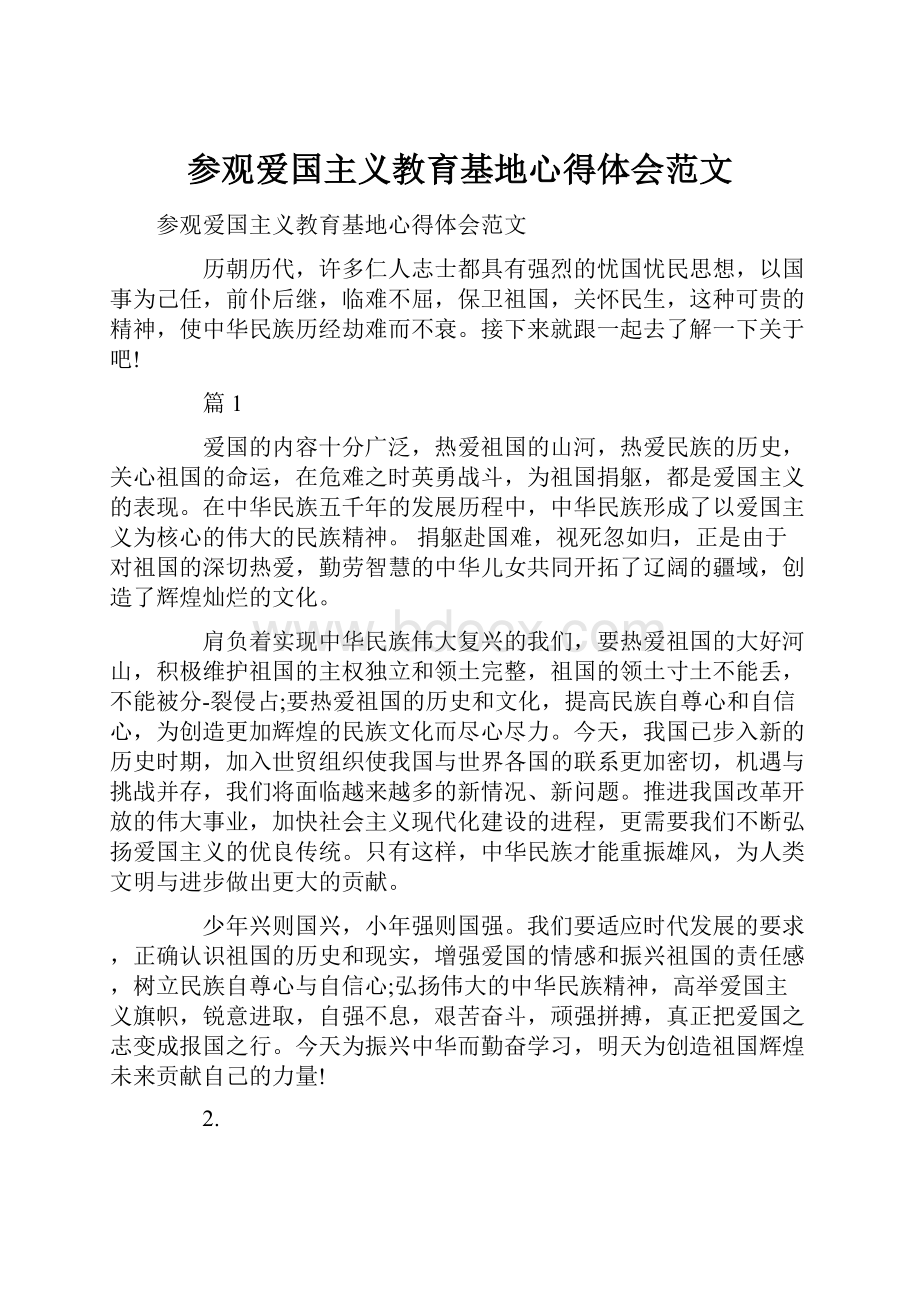 参观爱国主义教育基地心得体会范文.docx