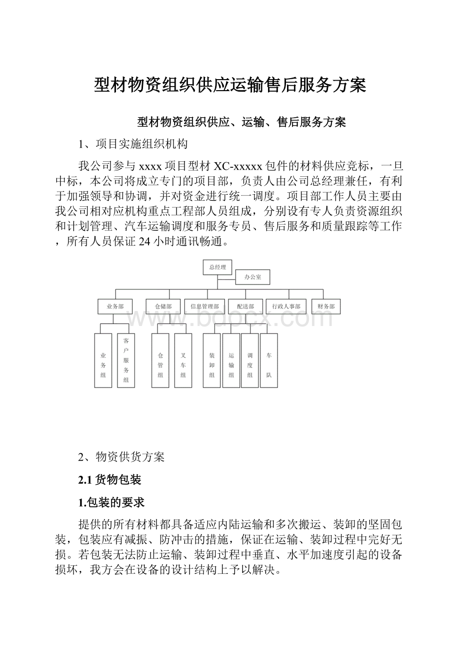 型材物资组织供应运输售后服务方案.docx