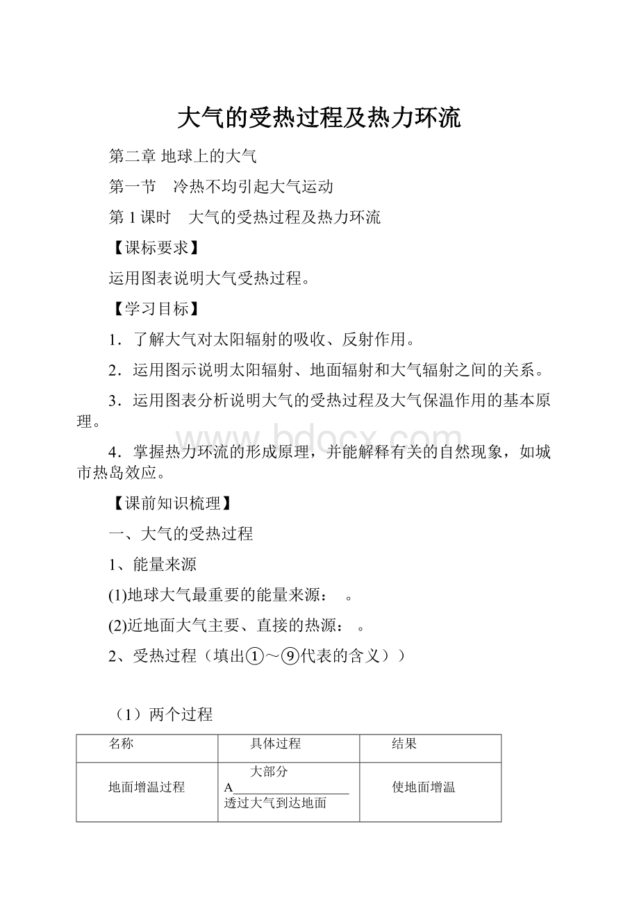 大气的受热过程及热力环流.docx