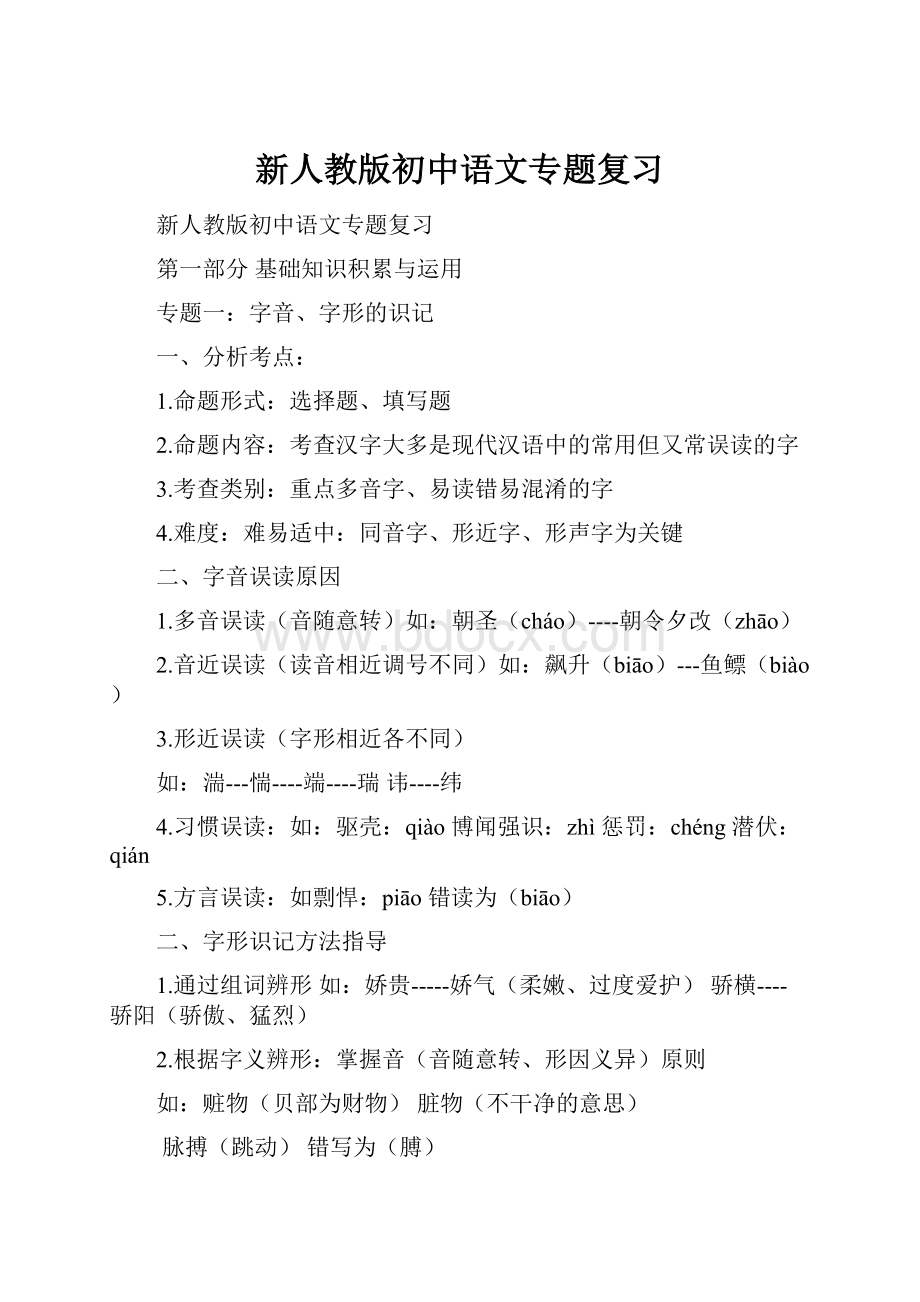 新人教版初中语文专题复习Word文档格式.docx