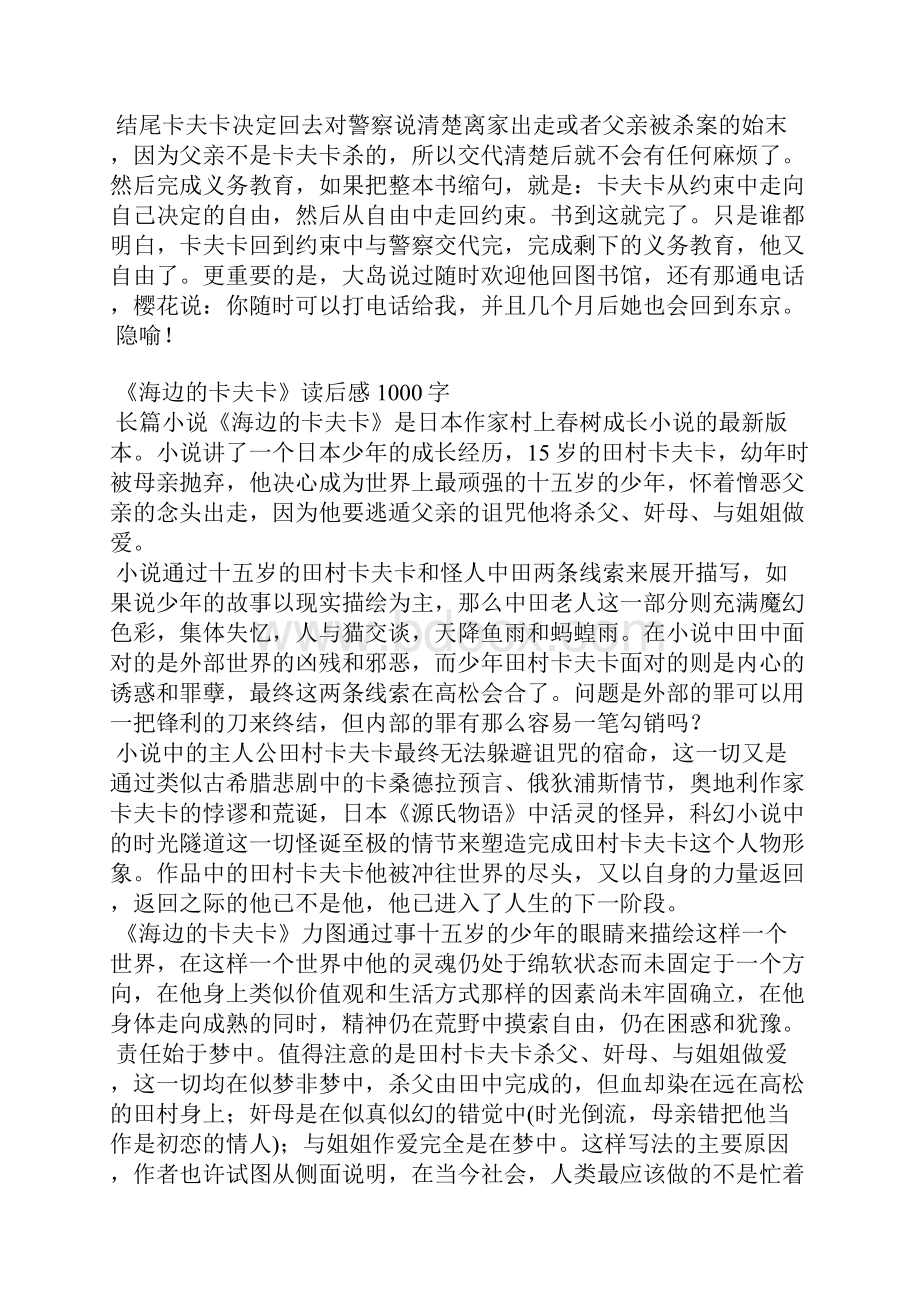 《海边的卡夫卡》读后感Word格式文档下载.docx_第2页