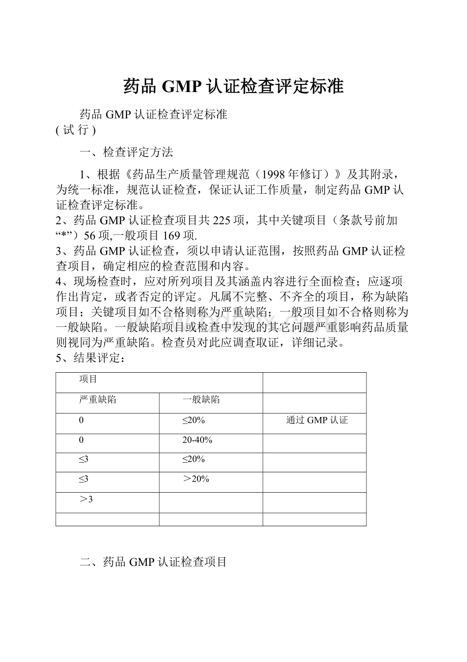 药品GMP认证检查评定标准.docx_第1页