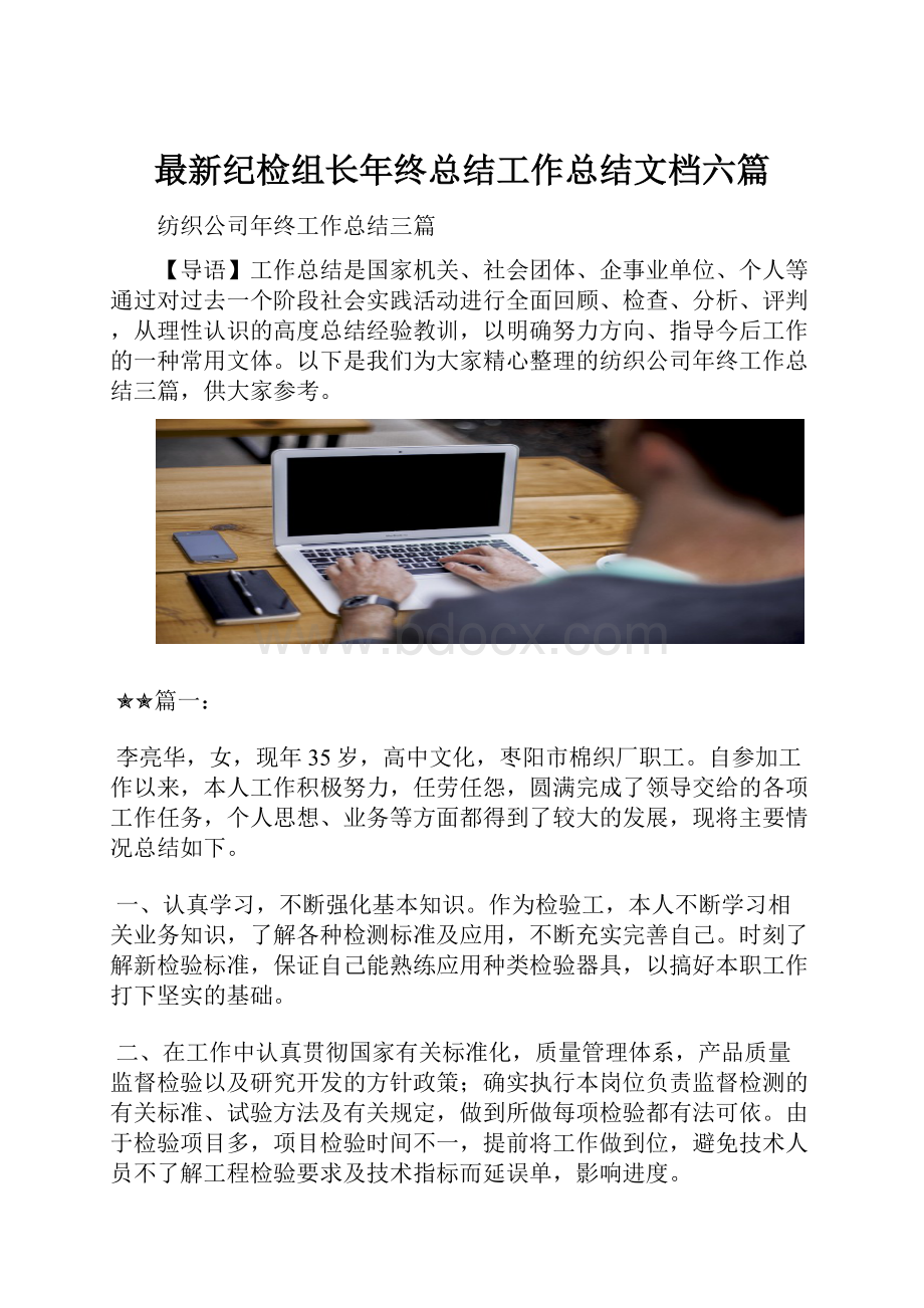 最新纪检组长年终总结工作总结文档六篇Word文件下载.docx