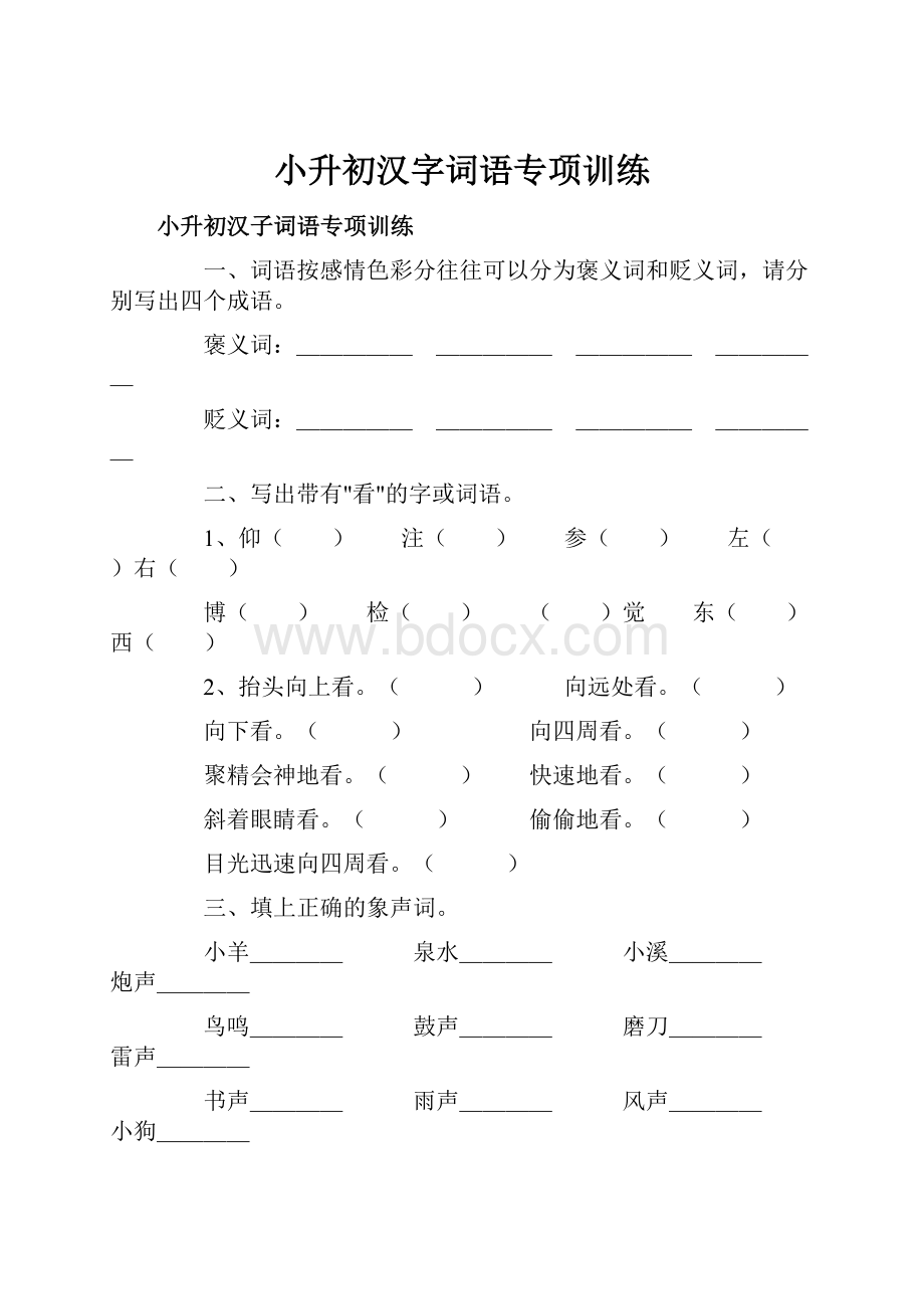 小升初汉字词语专项训练Word格式文档下载.docx