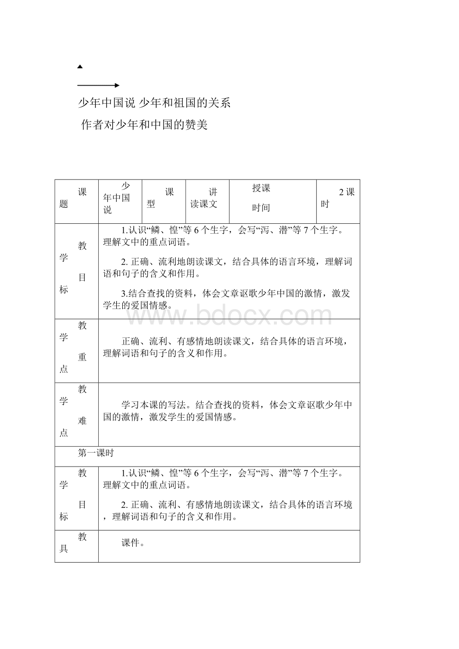 部编人教版五年级上册语文13少年中国说节选教案2套新审定Word格式文档下载.docx_第3页