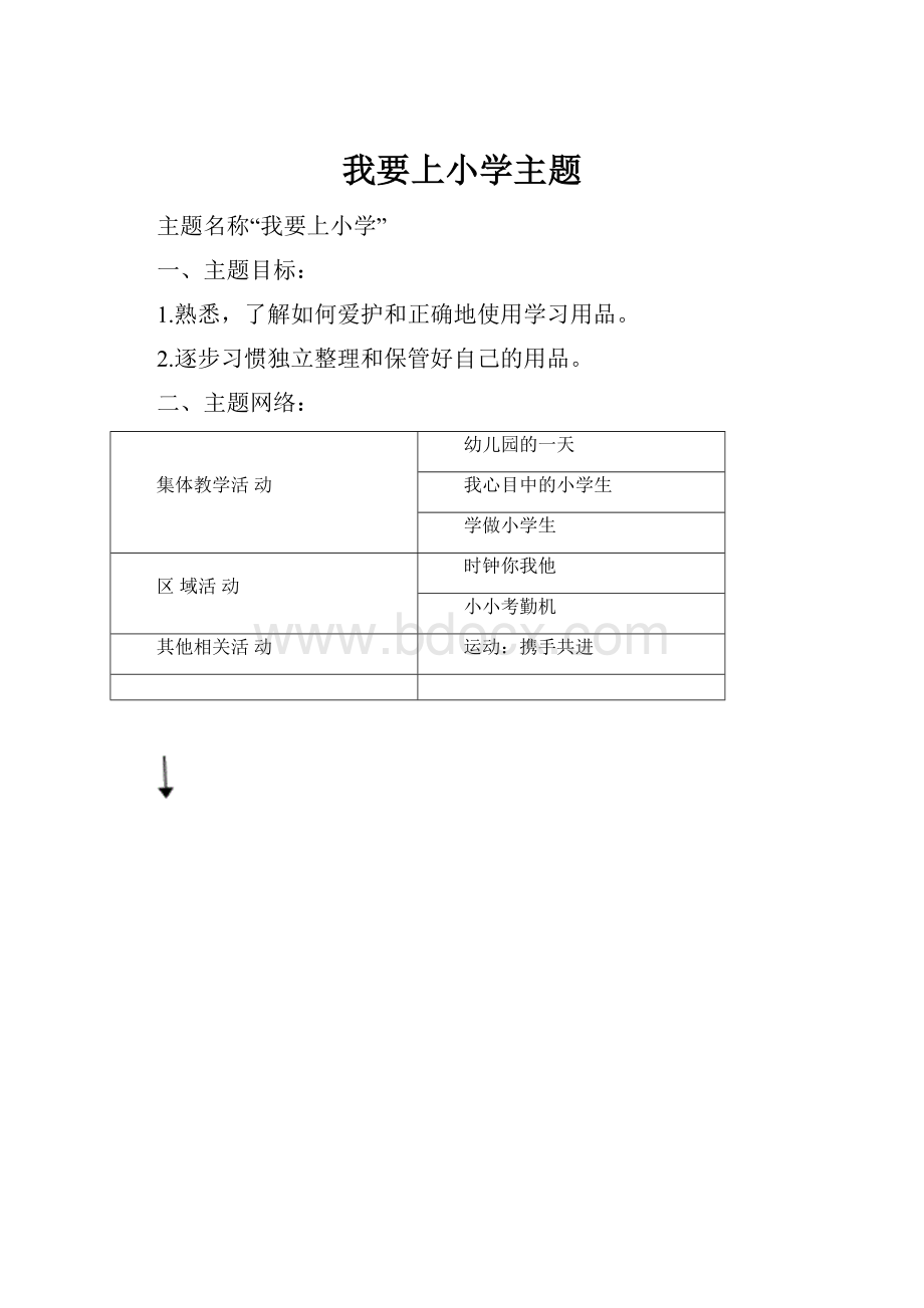 我要上小学主题Word下载.docx