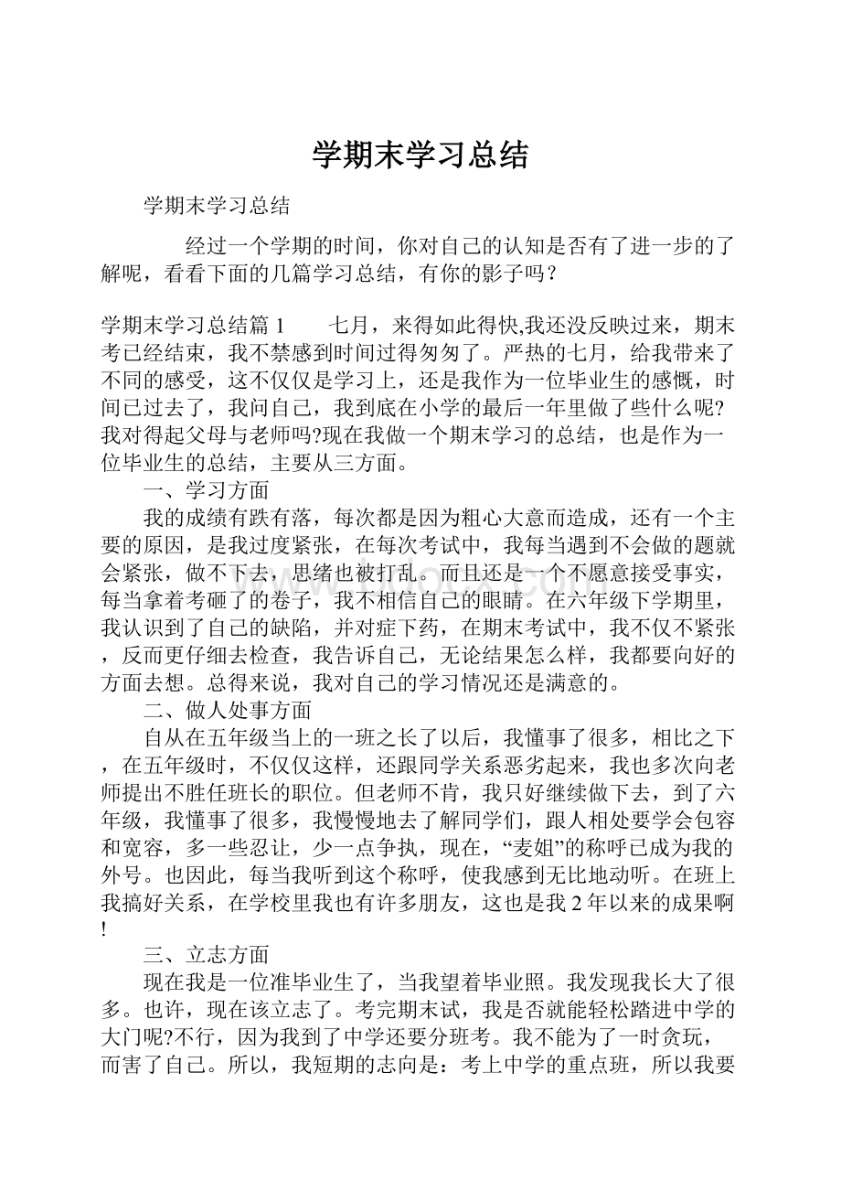 学期末学习总结Word下载.docx_第1页