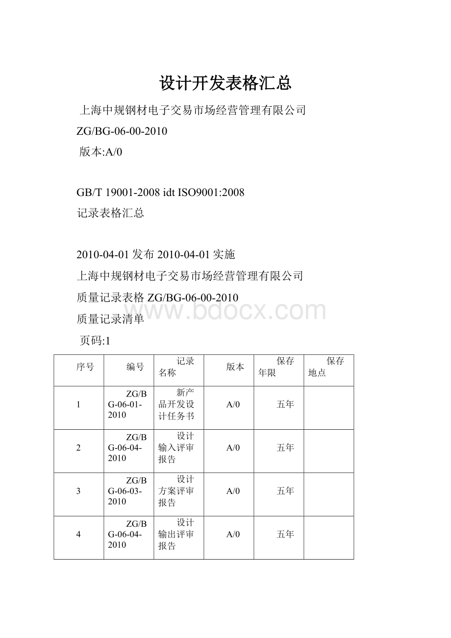 设计开发表格汇总.docx