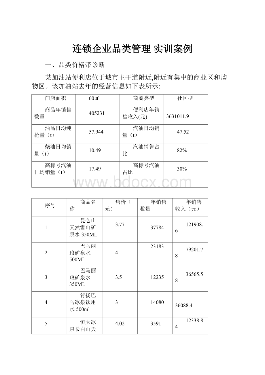 连锁企业品类管理 实训案例.docx