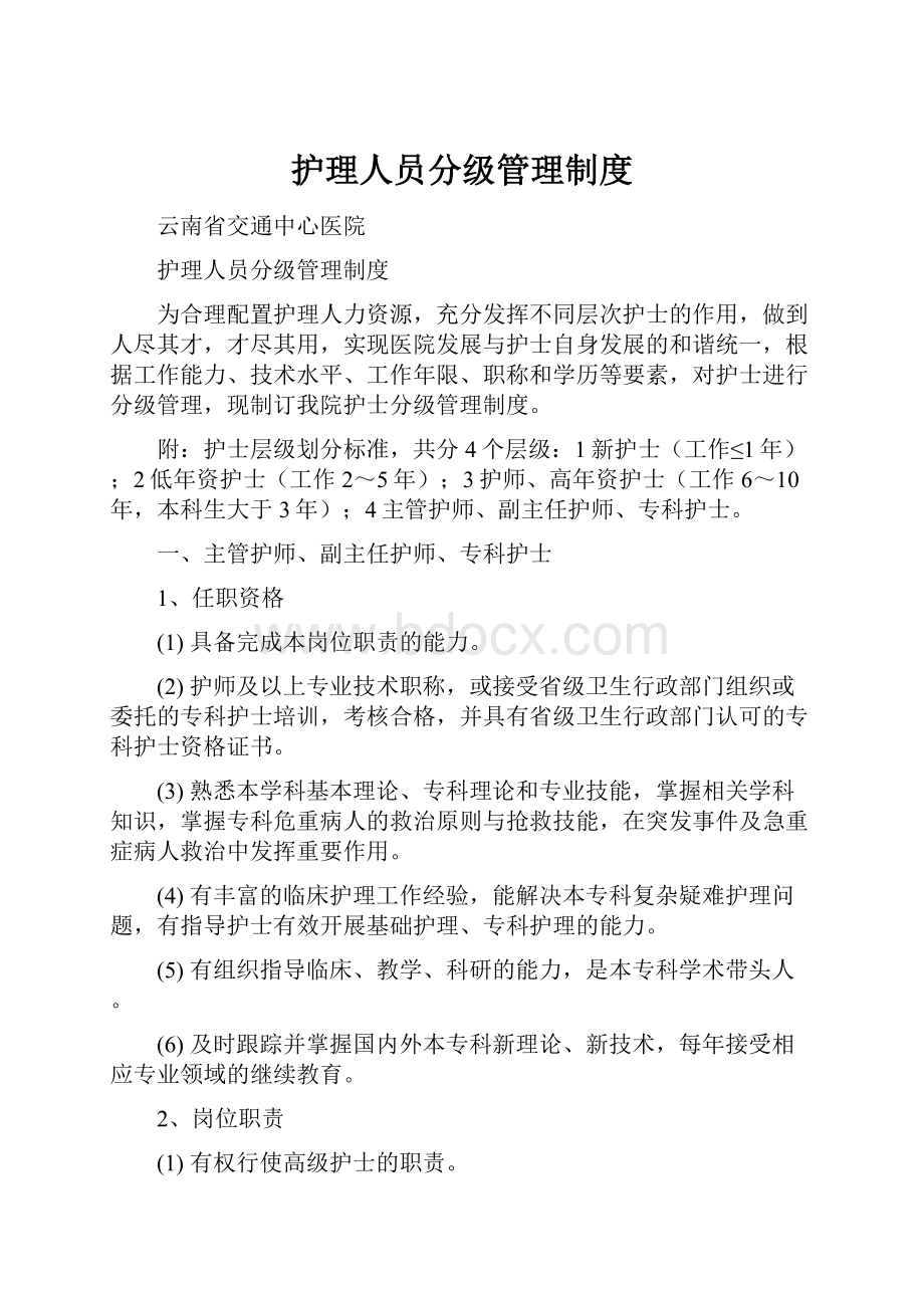 护理人员分级管理制度.docx