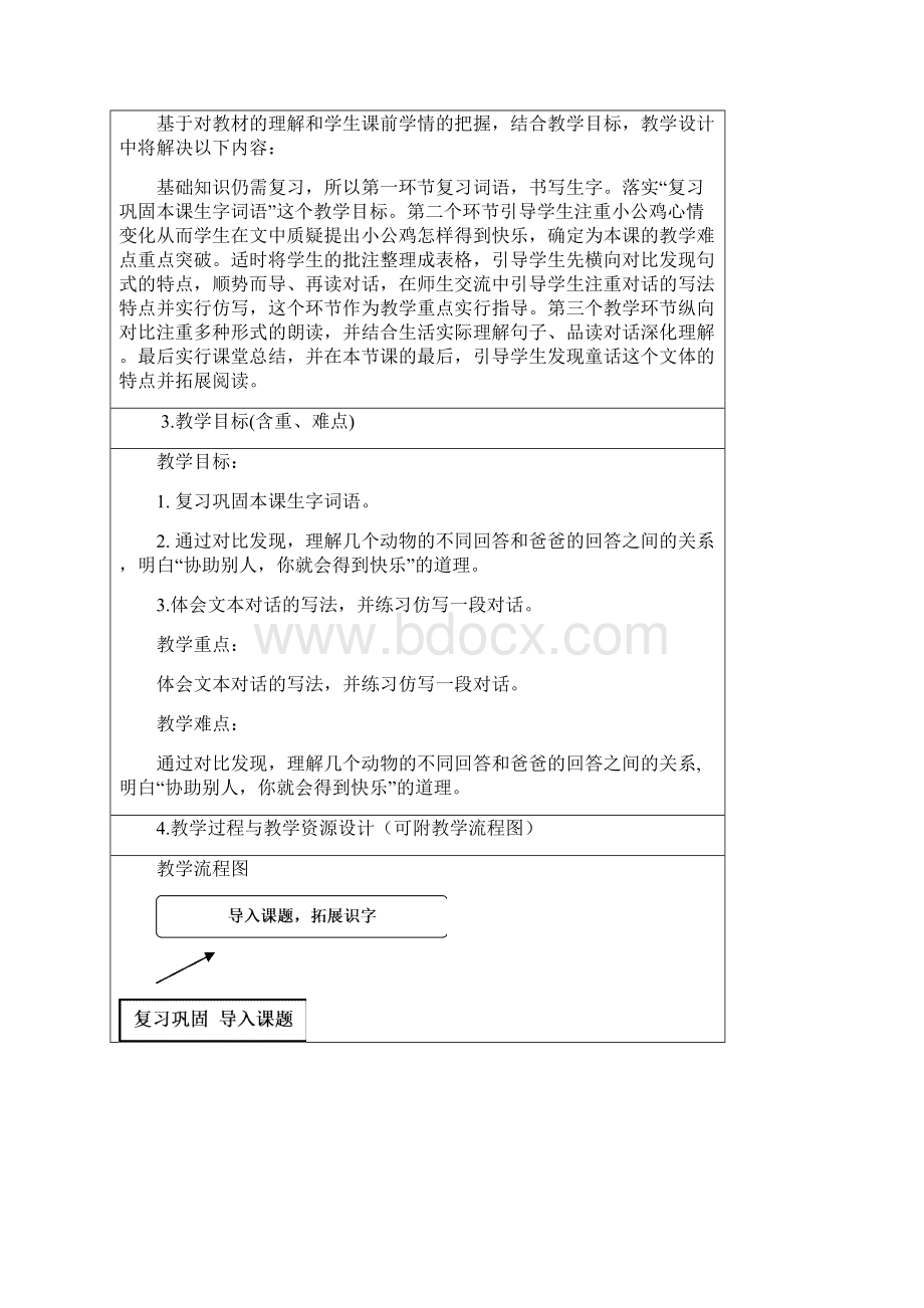 北师大版小学语文一年级《快乐的小公鸡》优质课教案7.docx_第3页