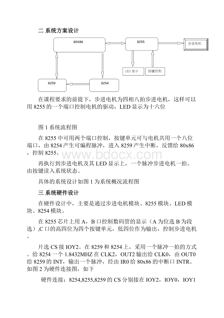 《微机原理课程设计》基于80x86的步进电机控制系统Word格式文档下载.docx_第3页