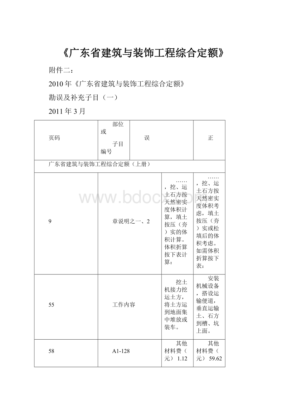 《广东省建筑与装饰工程综合定额》Word文档格式.docx