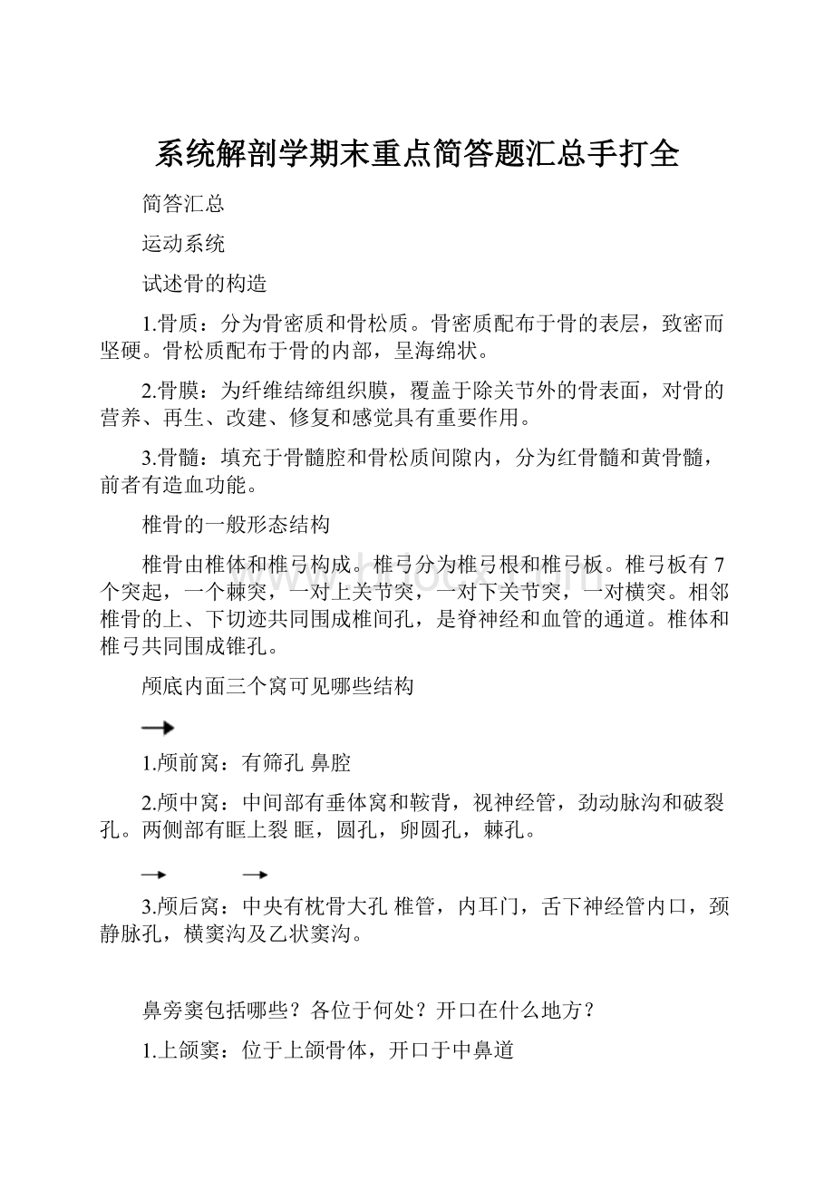 系统解剖学期末重点简答题汇总手打全.docx_第1页