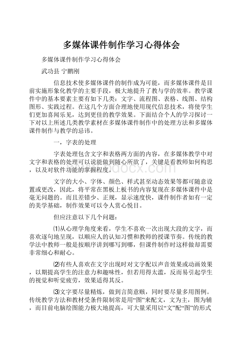 多媒体课件制作学习心得体会Word格式.docx_第1页