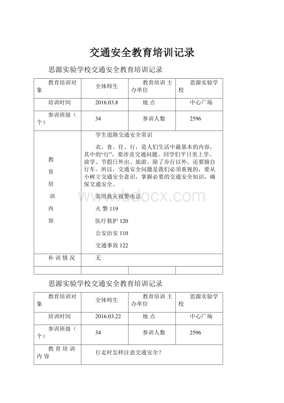 交通安全教育培训记录.docx_第1页