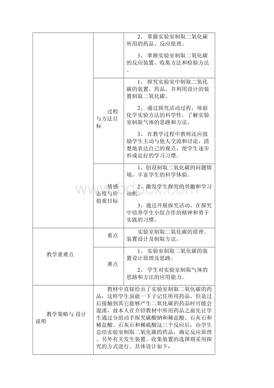 九年级化学上册第六单元课题2二氧化碳制取的研究教学设计新版新人教版.docx_第2页