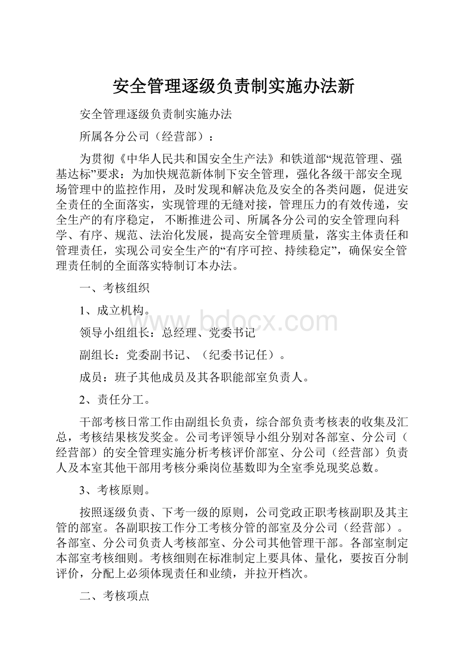 安全管理逐级负责制实施办法新Word下载.docx