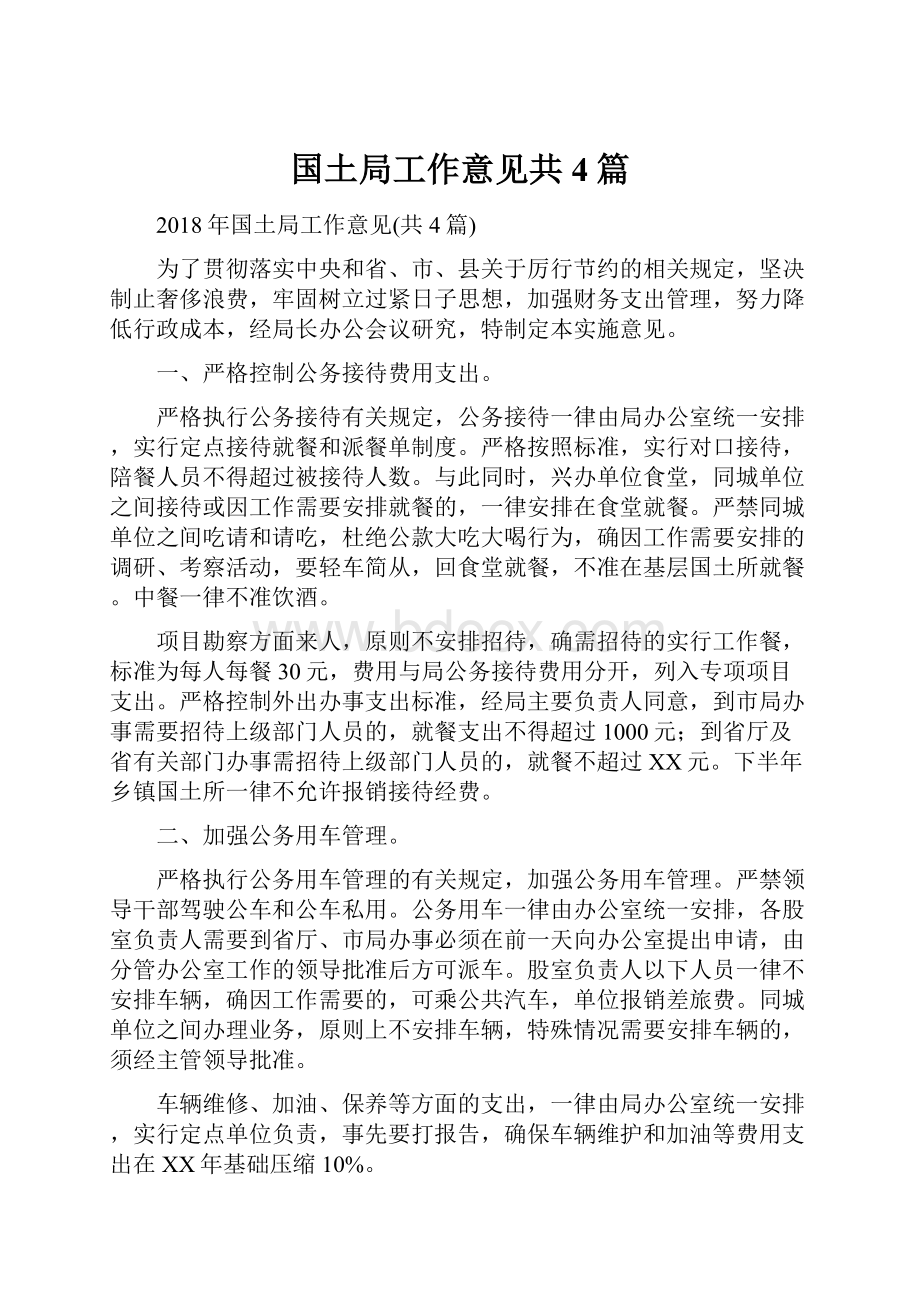 国土局工作意见共4篇Word格式文档下载.docx