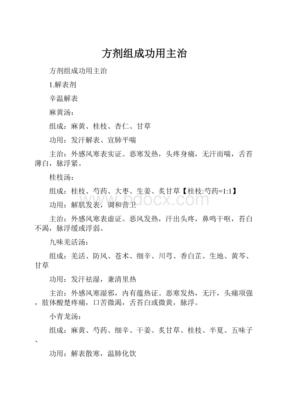 方剂组成功用主治Word下载.docx