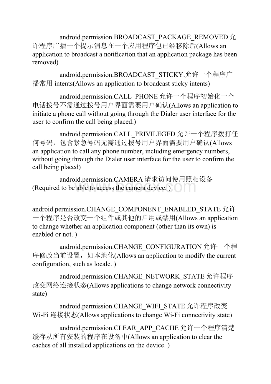 Android权限列表permission说明文档格式.docx_第3页