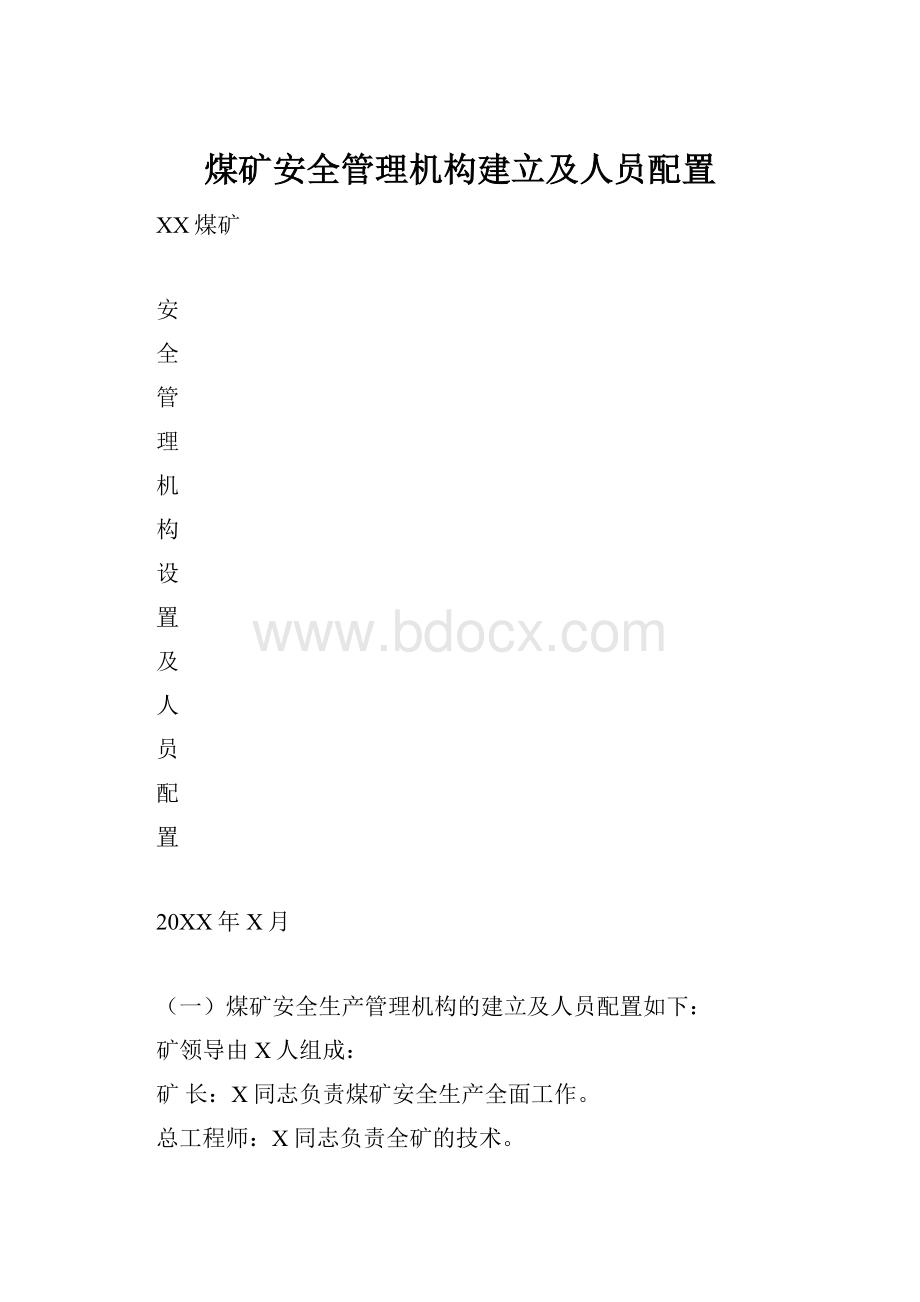 煤矿安全管理机构建立及人员配置Word格式.docx