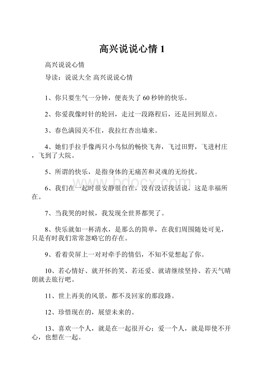 高兴说说心情1Word格式文档下载.docx