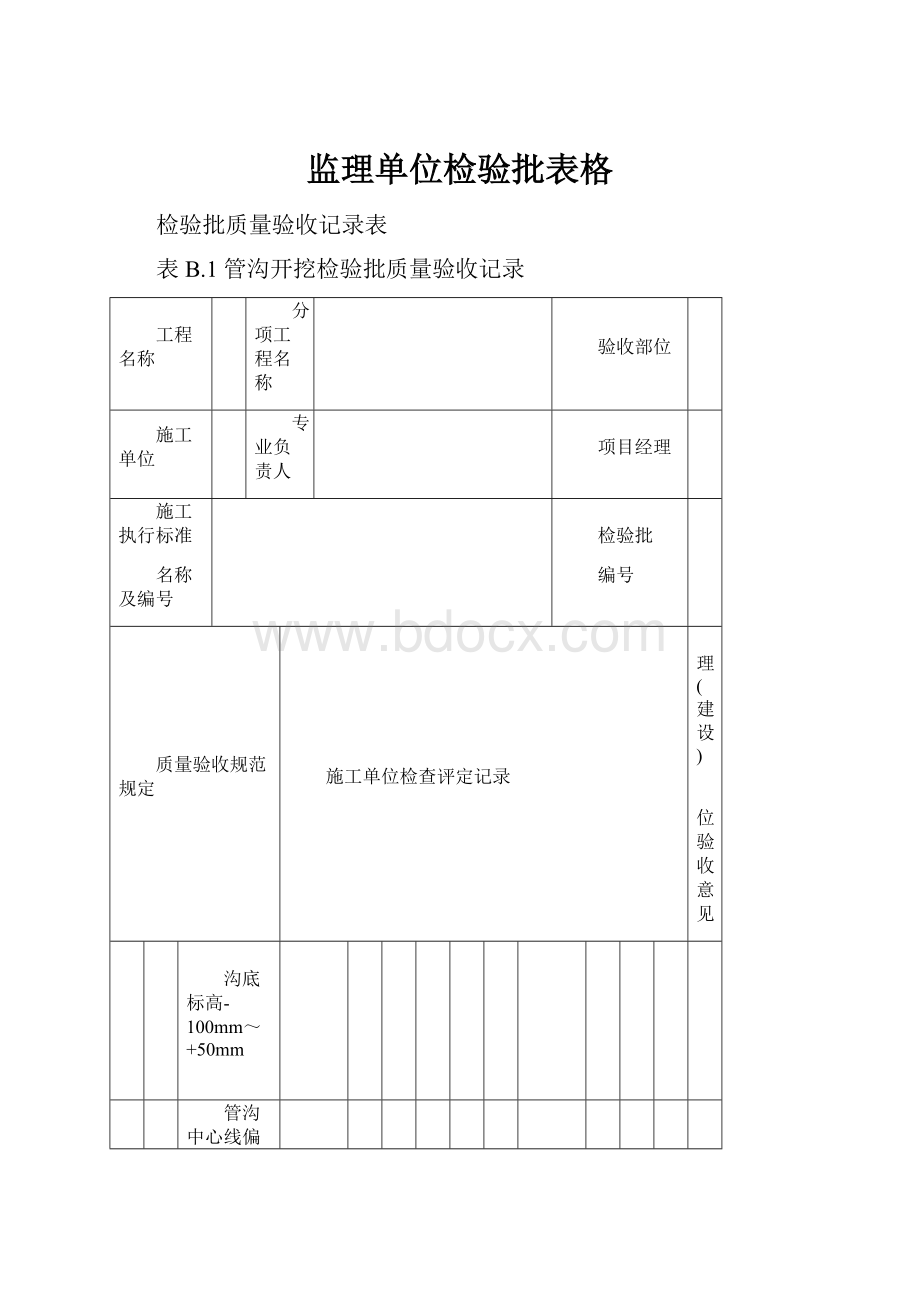 监理单位检验批表格Word文件下载.docx