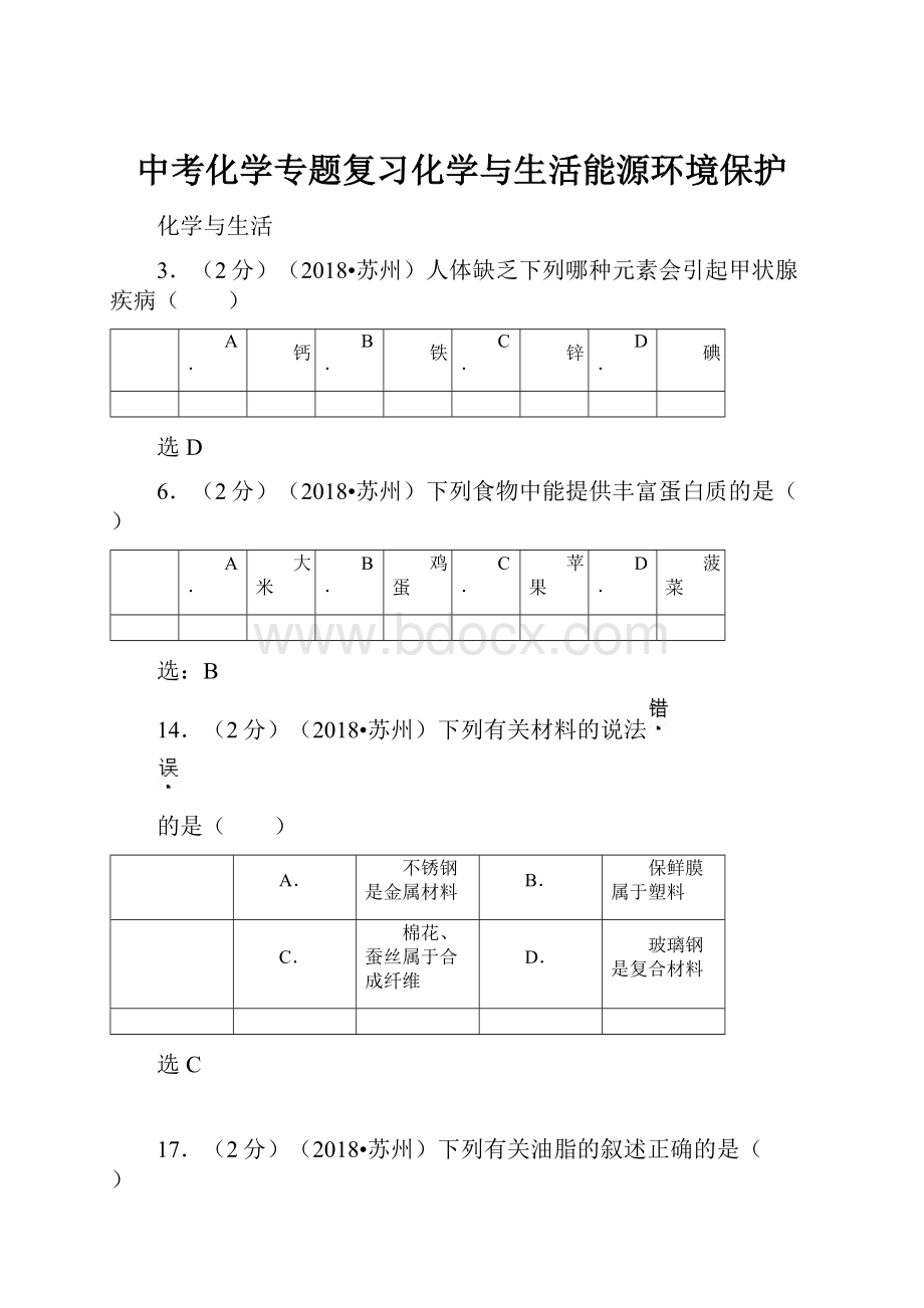 中考化学专题复习化学与生活能源环境保护.docx