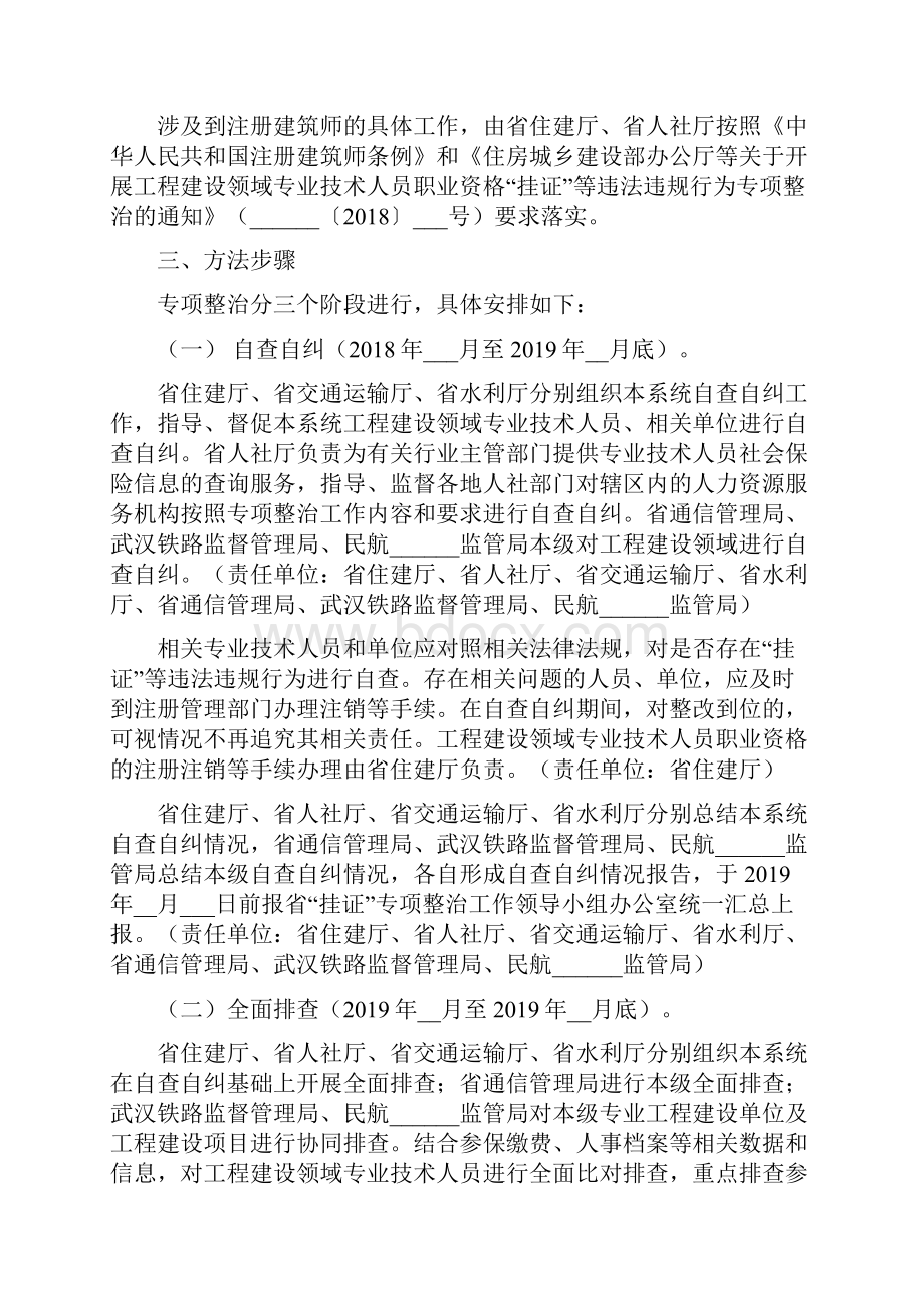 省开展工程建设领域专业技术人员职业资格挂证等违法违规行为专项整治工作实施方案模板Word格式.docx_第2页